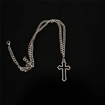 1ШТ Модное готическое винтажное ожерелье-цепочка с темным полым крестом-подвеской для уличных мужчин и женщин, ювелирные изделия в стиле Kpop в стиле панк