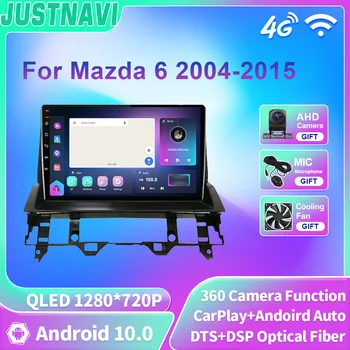 JUSTNAVI Android 10,0 Автомагнитола для Mazda 6 2006-2008 Мультимедийный Видеоплеер Навигация GPS Carplay No 2din DVD Головное устройство IPS
