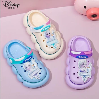 Новые летние сандалии для девочек с героями мультфильмов Disney Frozen Для мальчиков, пляжная обувь, домашние тапочки для малышей, уличная обувь для малышей