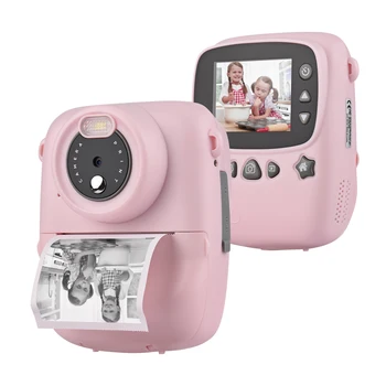 Портативная детская камера мгновенной печати Цифровая видеокамера 1080P 18 Мп 2,3 Дюймовые рамки для фотографий Красочные маркеры бумажные наклейки для печати