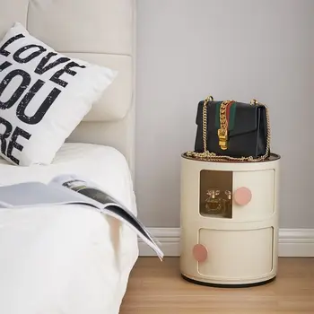 Прикроватный столик в спальне Пластиковый шкаф для хранения Прикроватные тумбочки с выдвижными ящиками Современная удобная прикроватная тумбочка Многофункциональная мебель