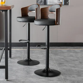 Роскошные Круглые деревянные стулья С высоким подъемным механизмом Для кухни, Европейская Столовая, Металлические Барные стулья, Регулируемая мебель для стойки регистрации Taburete Alto