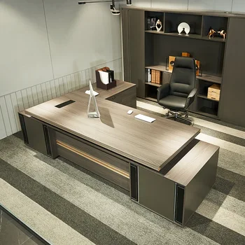 Современный минималистский стол генерального менеджера, домашняя спальня, для одного человека с боковым шкафом, большой письменный стол, стол босса